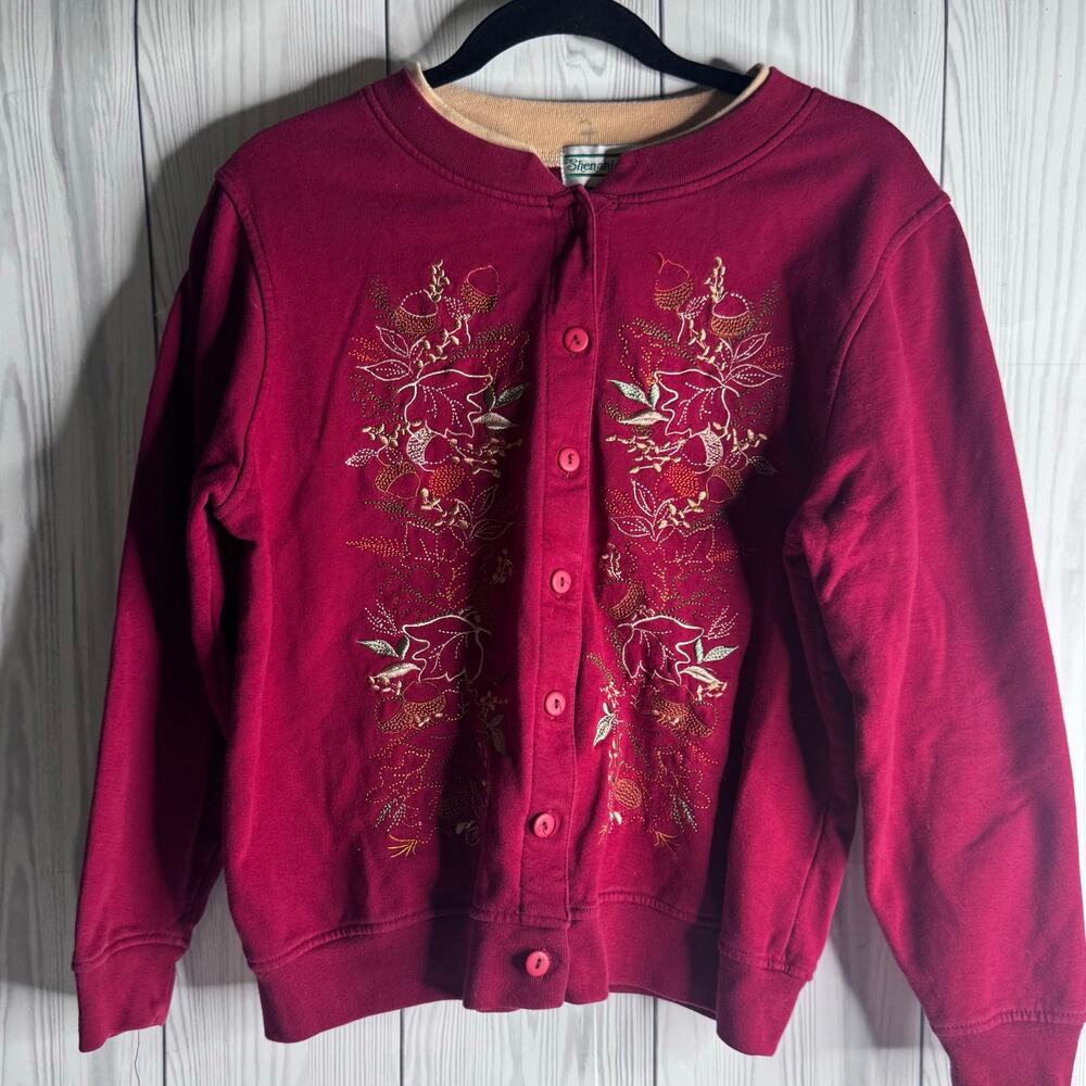 Vintage Shenanigans Sweater Womens Medium Flowers Autumn Thanksgiving Cottage